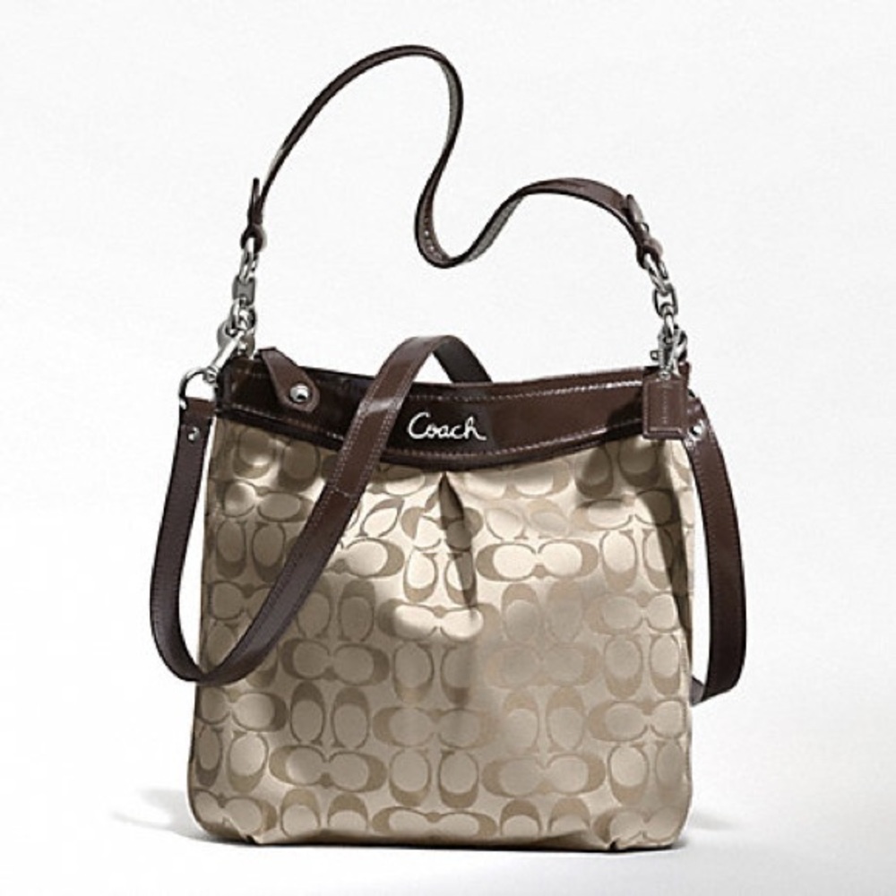 Coach Ashley F20111 Signature C Hippie Brown/Gold Shoulder Carry Bag Purse